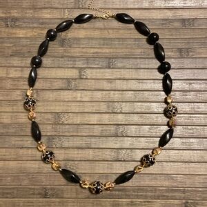 Avon NWT Black And Gold Beaded Necklace